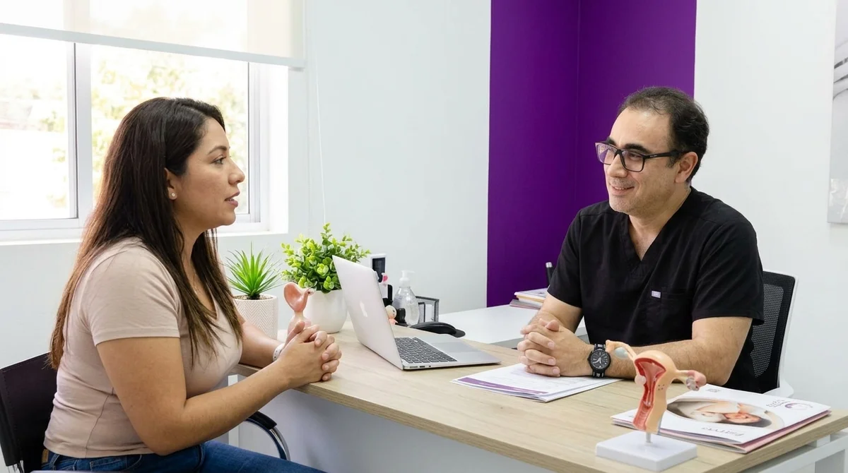 Paciente conversando con un médico de FERTYS durante una consulta