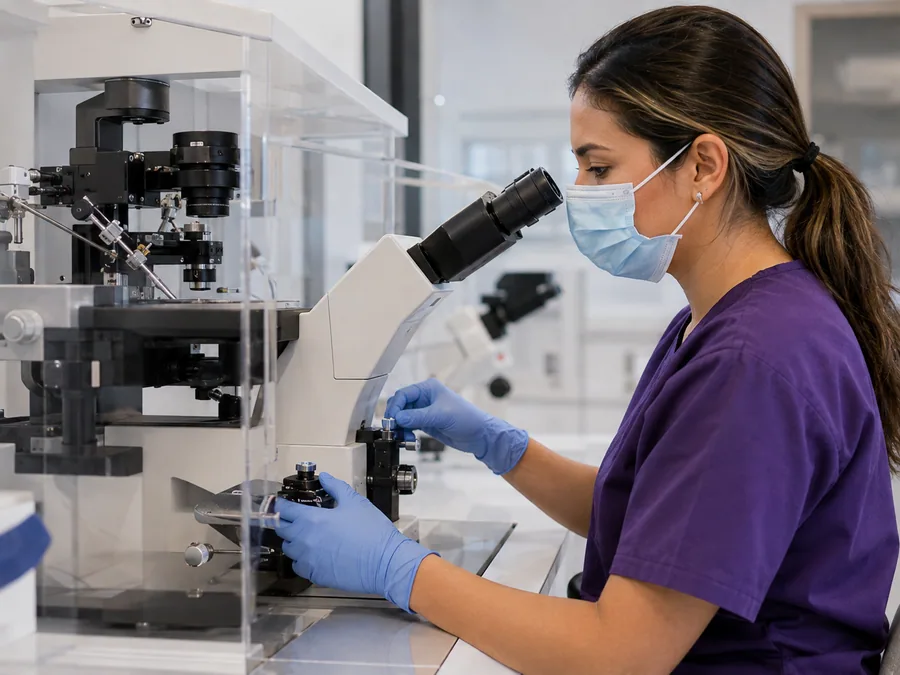 Imagen referencial de una profesional trabajando en un laboratorio de reproducción asistida